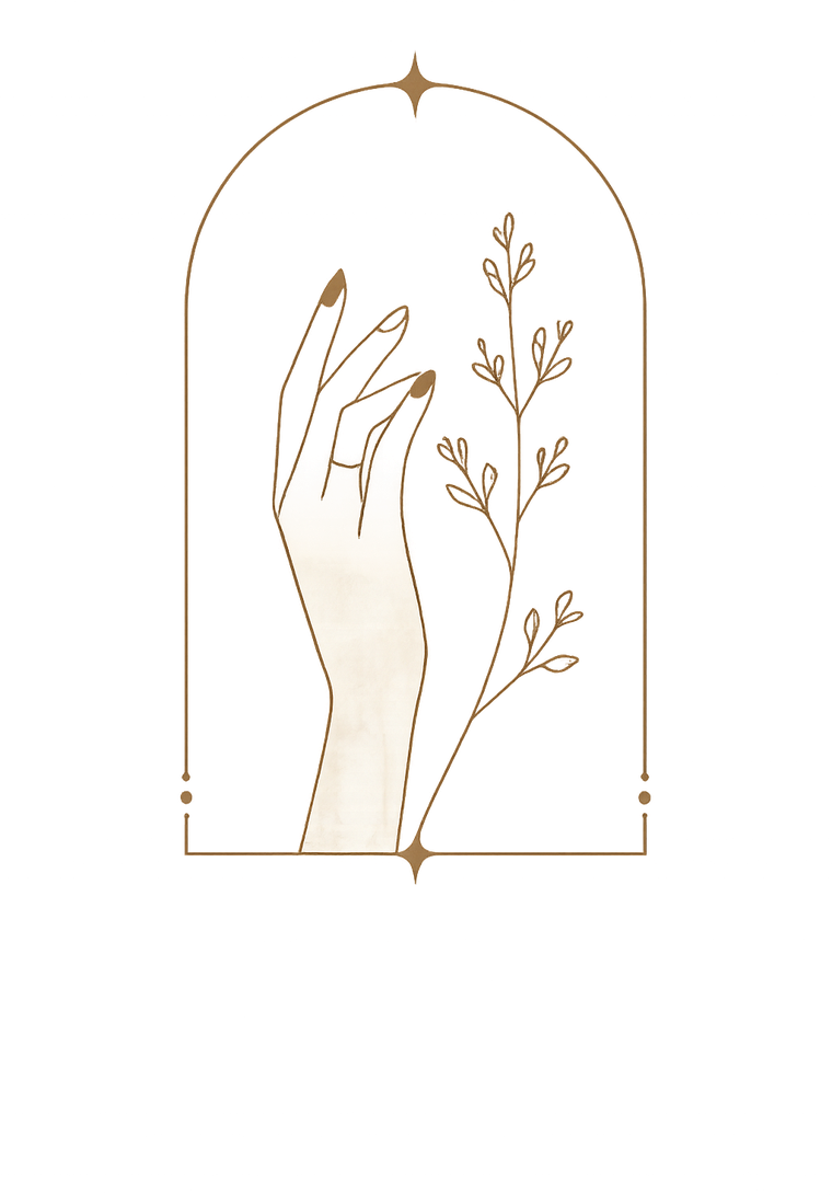 手と草花の線画イラスト